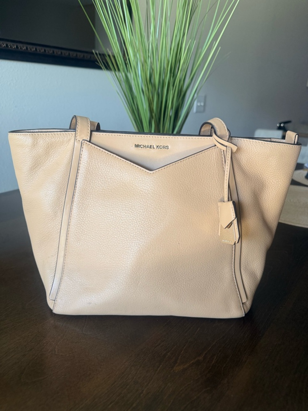 Michael Kors Light Beige Pebbled Leather Tote
